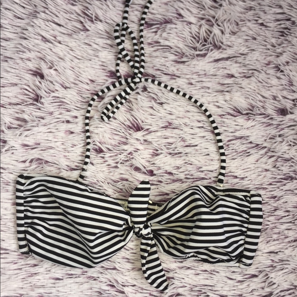 Striped bandeau bikini top